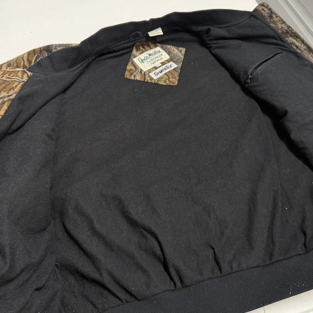 Gander Mountain Fleece Bomber Jacket Mens XL Brown Excellent Camo Sympatex